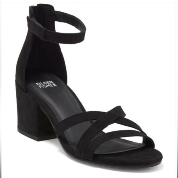 Eileen Fisher | Jazzy Heel Sandals w/Block Heel and Ankle Strap - Picture 1 of 11